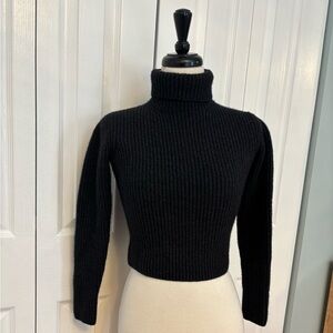 Prada Black Ribbed Turtleneck Sweater